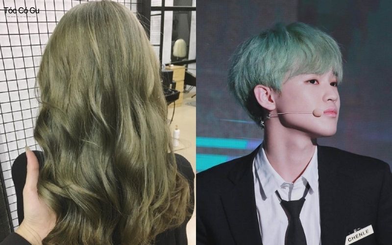 Màu tóc tẩy xanh rêu