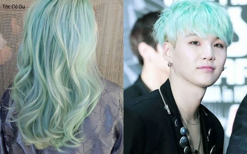 Màu tóc tẩy bạc hà pastel