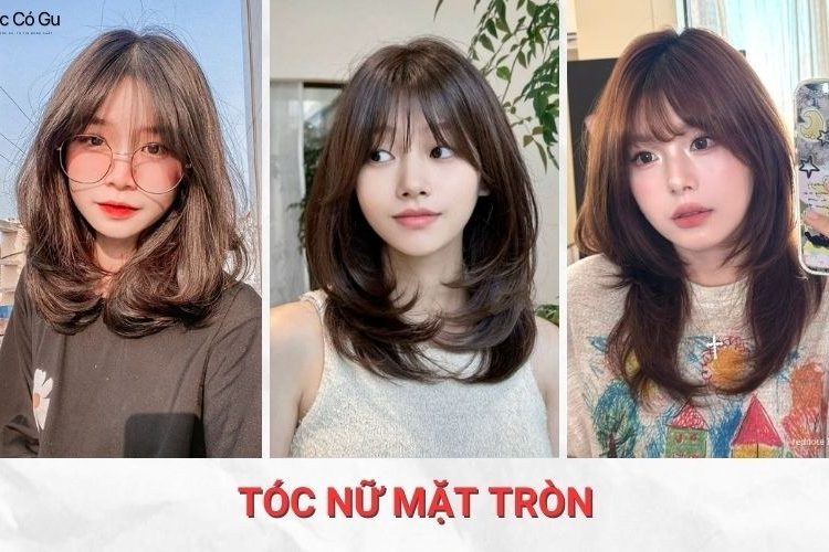 kiểu tóc nữ mặt tròn