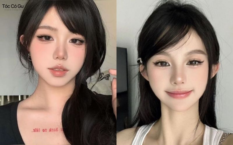 10+ kiểu tóc nữ mặt tròn đẹp, che khuyết điểm, dễ ứng dụng Tóc dài mái chéo sang trọng