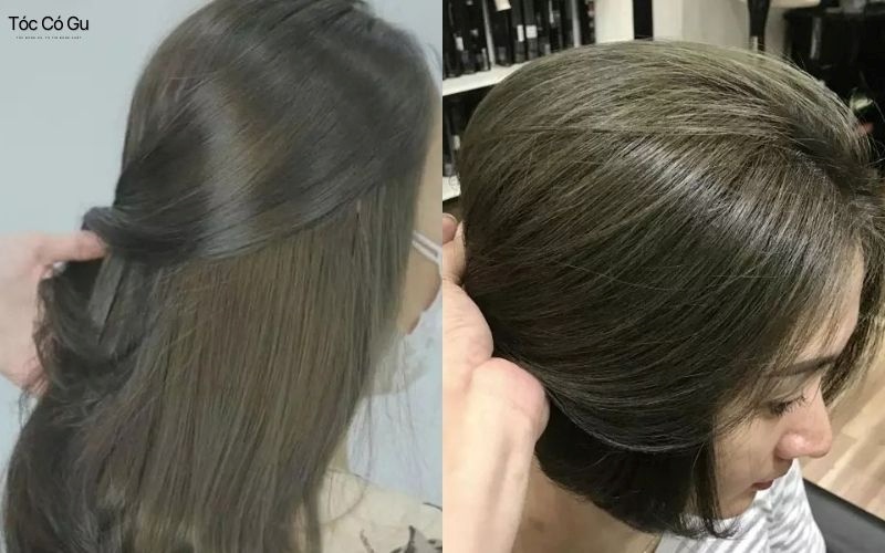 Màu tóc nâu tây ánh rêu