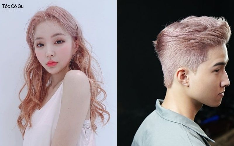 Màu tóc nâu sữa pha hồng