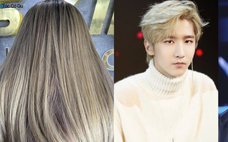 Màu tóc vàng cát mix khói xám