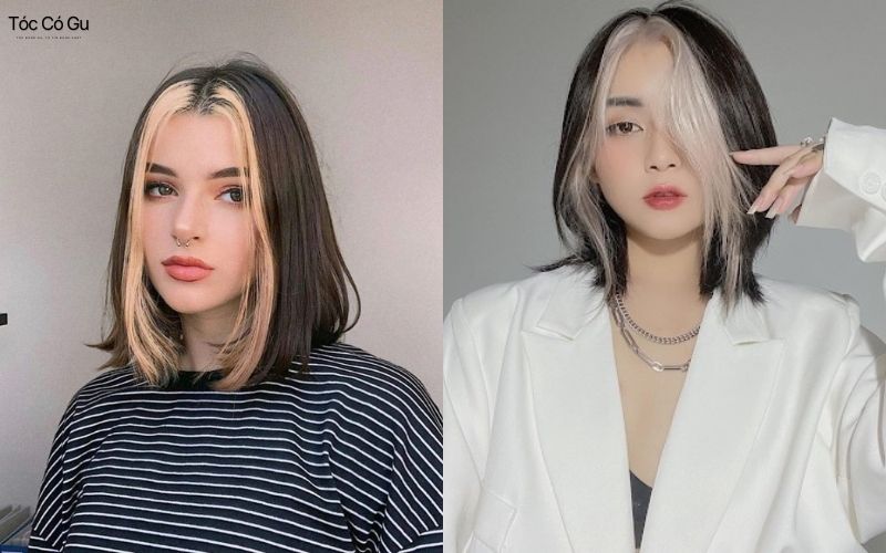 Tóc mái nhuộm highlight nữ