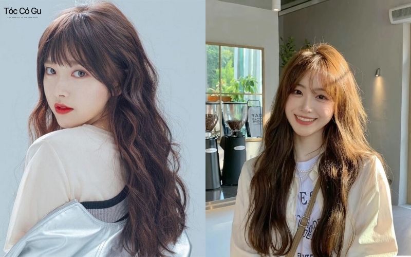 Bật mí 18+ kiểu tóc uốn nữ đẹp, trẻ trung, không lo bị già Tóc uốn dài kết hợp mái dài