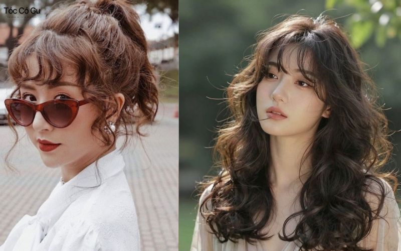 Kiểu tóc mái ngố uốn xoăn