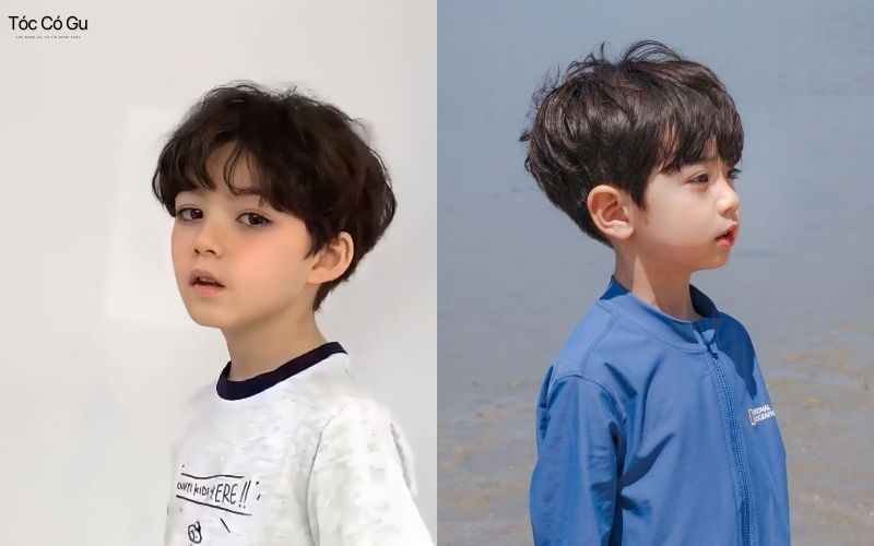 Kiểu tóc Hàn Quốc cho bé trai xoăn nhẹ
