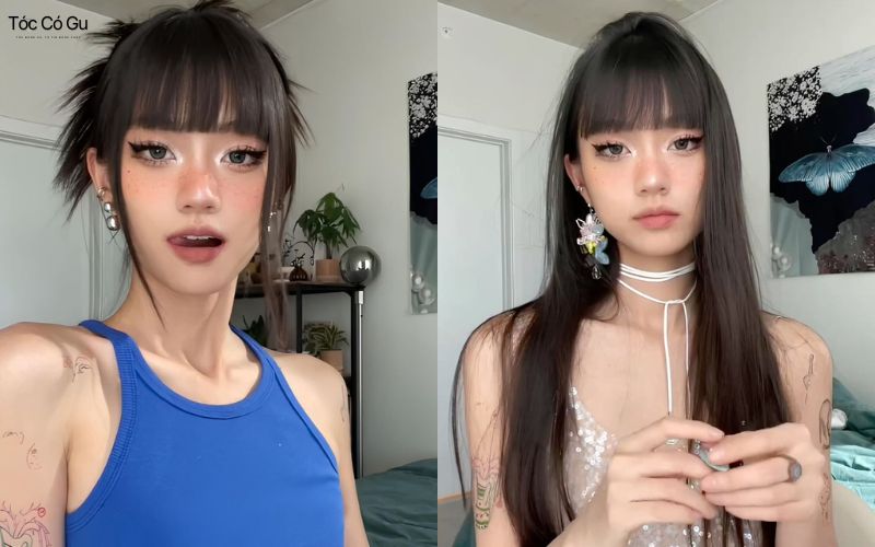 Tóc dài kết hợp mái bằng