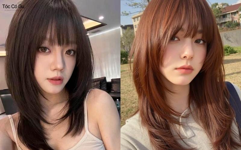 Dáng tóc layer kết hợp cùng mái bằng