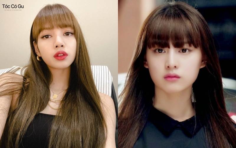 Tóc mái bằng hợp nhất với người mặt dài, vuông hoặc tròn