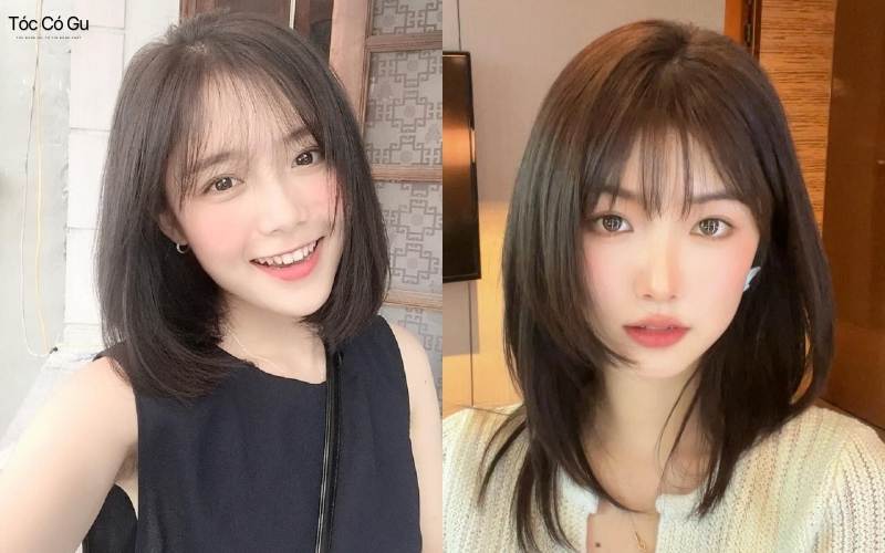 Mái tóc ngang vai có mái bằng