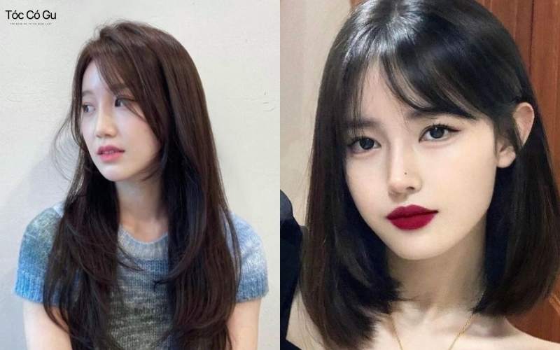Tóc thưa mái chéo tối giản, tinh tế