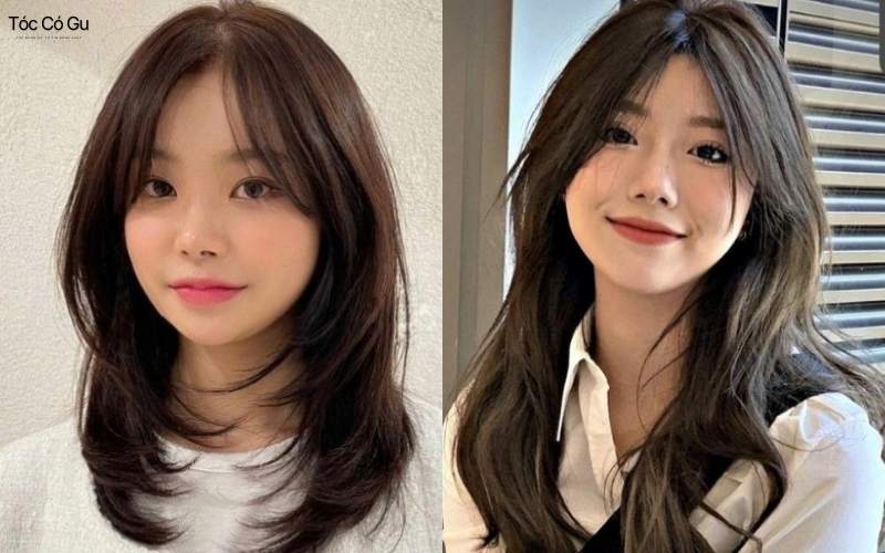 Tóc mái chéo rõ ngôi 6/4 trẻ trung