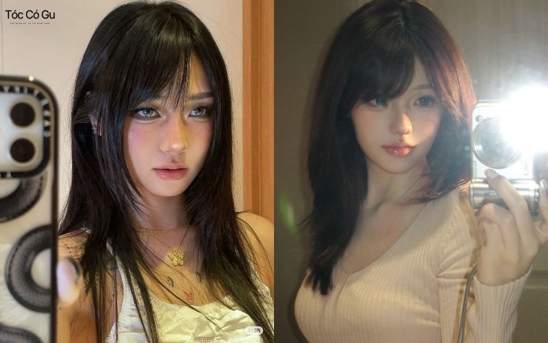 Tóc mái xéo giả phong cách Y2K