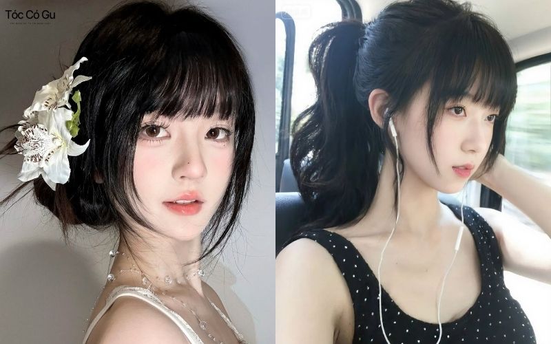 Tóc mái ngang giả thanh lịch