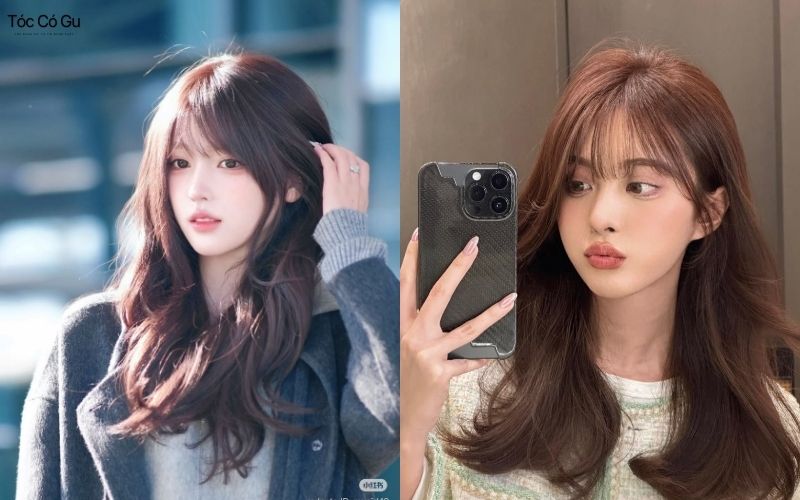 10+ Kiểu tóc mái kiểu Pháp đẹp nhẹ nhàng, trẻ trung, ôm mặt cực xinh Tóc dài mái Pháp dịu dàng, nữ tính, dễ tạo nhiều kiểu