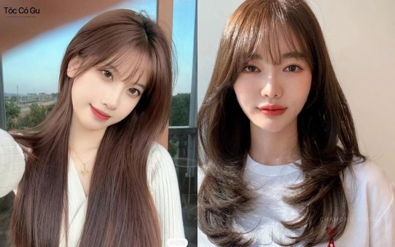 Tóc mái thưa truyền thống gọn gàng