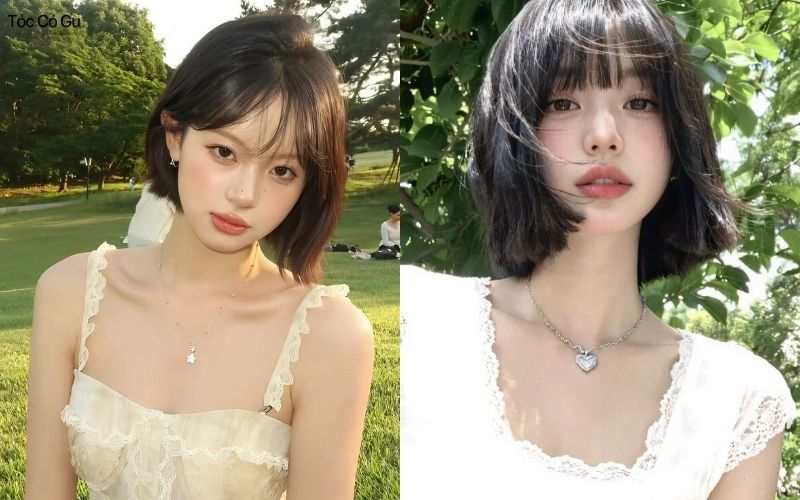 Tóc ngắn mái thưa trẻ trung