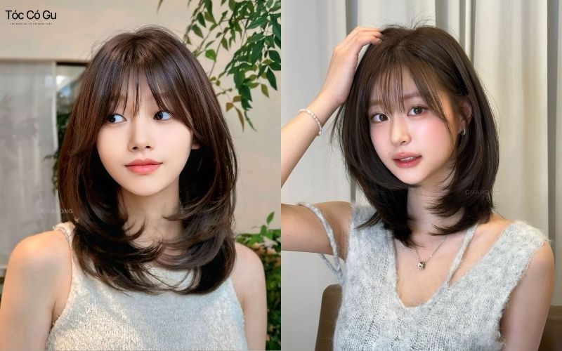 Tóc mái thưa uốn cúp nhẹ