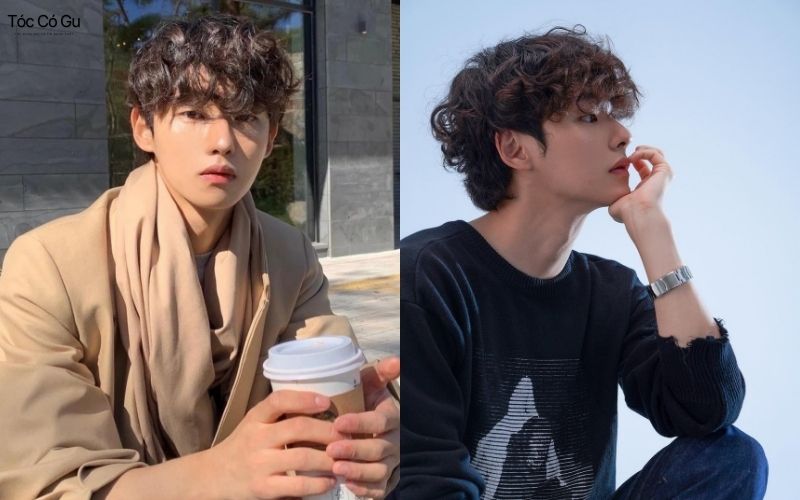 Tóc xoăn nhẹ giúp che má hóp nam mặt gầy