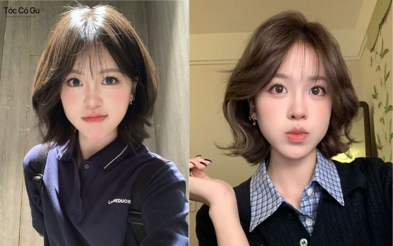 Tóc ngang vai kết hợp mái thưa