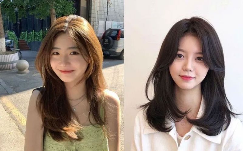 Tóc layer mái bay giúp che trán dô một cách tự nhiên