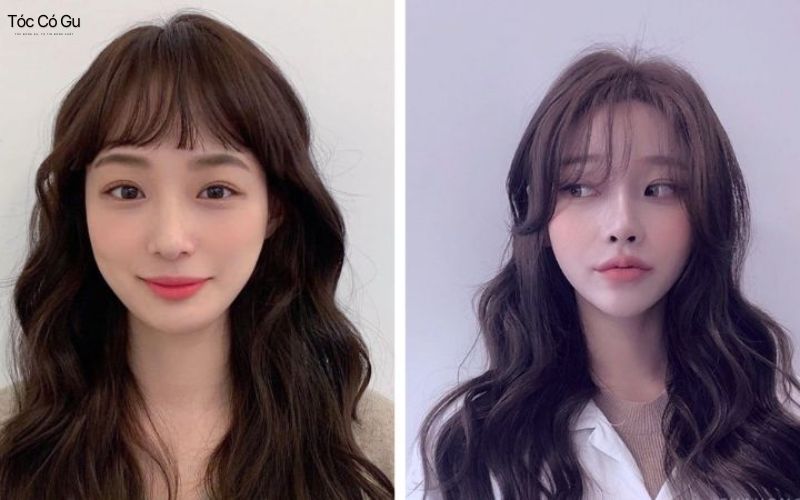 Tóc xoăn sóng mái thưa phù hợp với nữ có trán dô