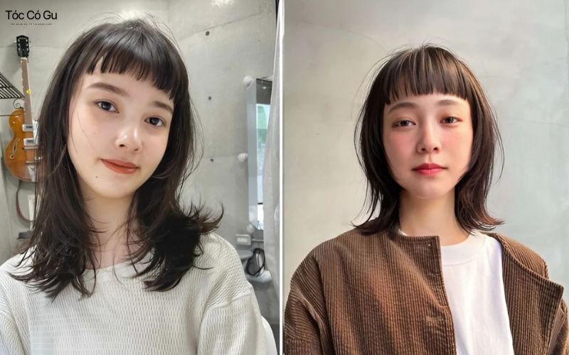 Tóc mái cho người trán dô trên chân mày giúp che trán rõ rệt