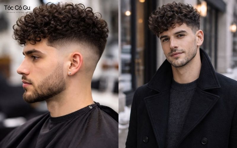 Mẫu tóc High Fade With Curly Top