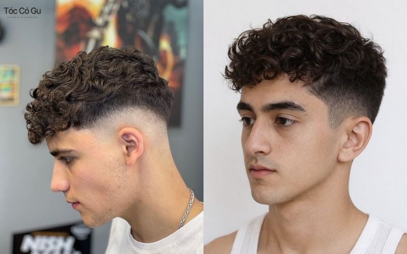 Low Fade tóc nam kết hợp Curly Hair
