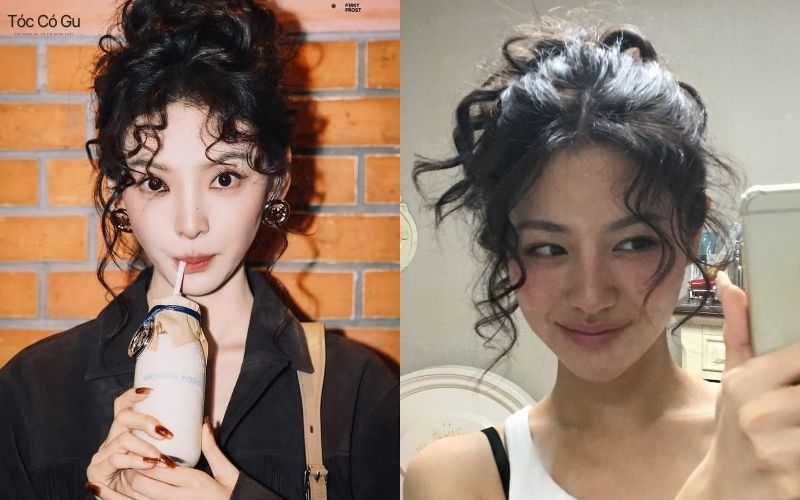 Kiểu tóc búi cao uốn hippie năng động