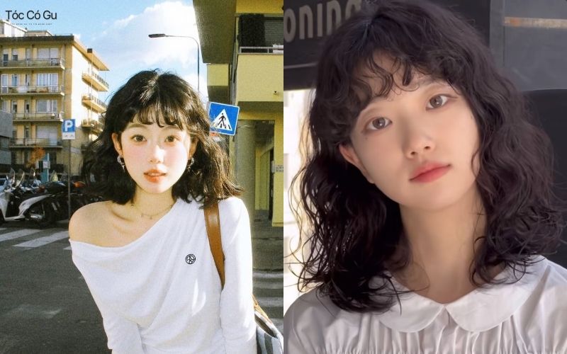 Tóc hippie mái ngố ngắn ngang vai