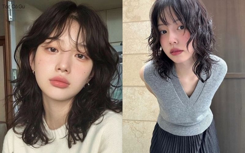 Tóc ngắn cắt layer uốn hippie