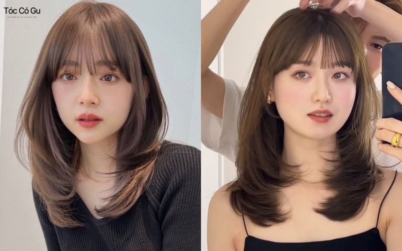 Tóc xoăn ngắn ngang vai đuôi cụp