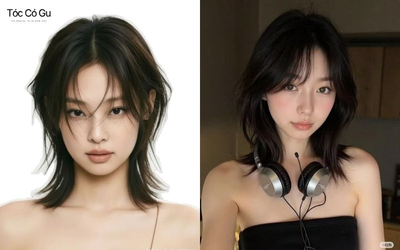 Tóc wolf cut cho nữ có khuôn mặt kim cương