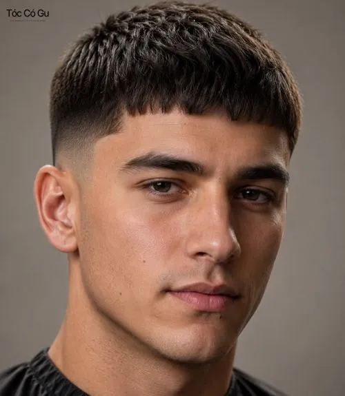 Kiểu tóc Textured Crew Cut nam cắt ngắn phần mái bằng đầy nam tính mạnh mẽ tạo điểm nhấn cho khuôn mặt góc cạnh