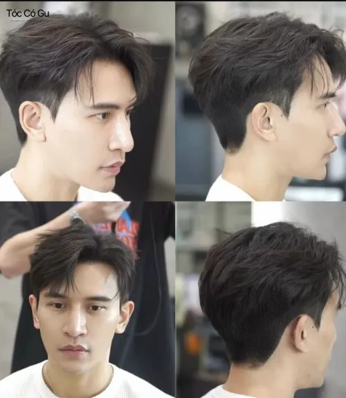 Kiểu tóc Comma Hair nam với phần mái cong hình dấu phẩy đặc trưng.