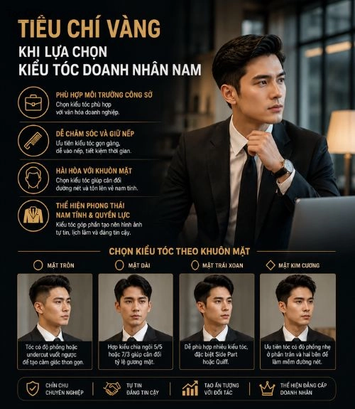 Top 10 kiểu tóc doanh nhân nam đẳng cấp, quyền lực dẫn đầu xu hướng Các tiêu chí vàng khi lựa chọn kiểu tóc doanh nhân nam và kiểu tóc hợp từng dáng mặt