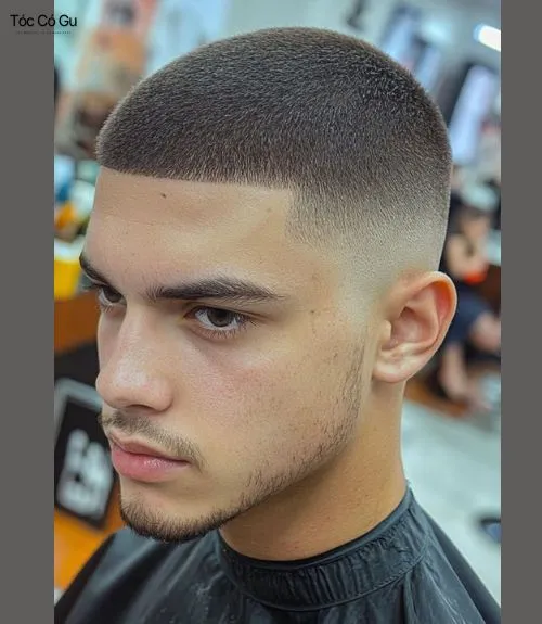 Kiểu tóc Buzz Cut Fade cho nam đầu 2 xoáy