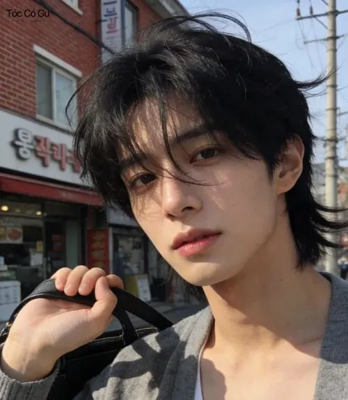 20+ kiểu tóc mullet nam cá tính, thời thượng và hot nhất 2026 Chàng trai trẻ sở hữu kiểu tóc mullet nam layer lãng tử bồng bềnh đi dạo trên phố