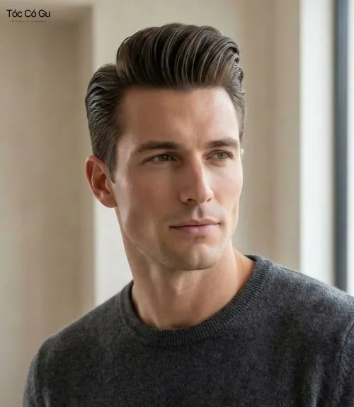Tóc Wet Look là gì? Bí quyết tạo kiểu tóc ướt thời thượng Tóc Wet Look Pompadour vuốt phồng sang trọng cho nam.