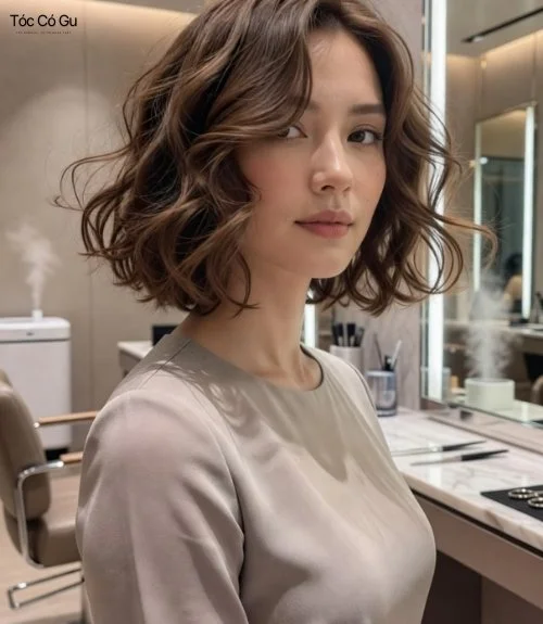 Tóc ngắn xoăn lọn lớn quý phái