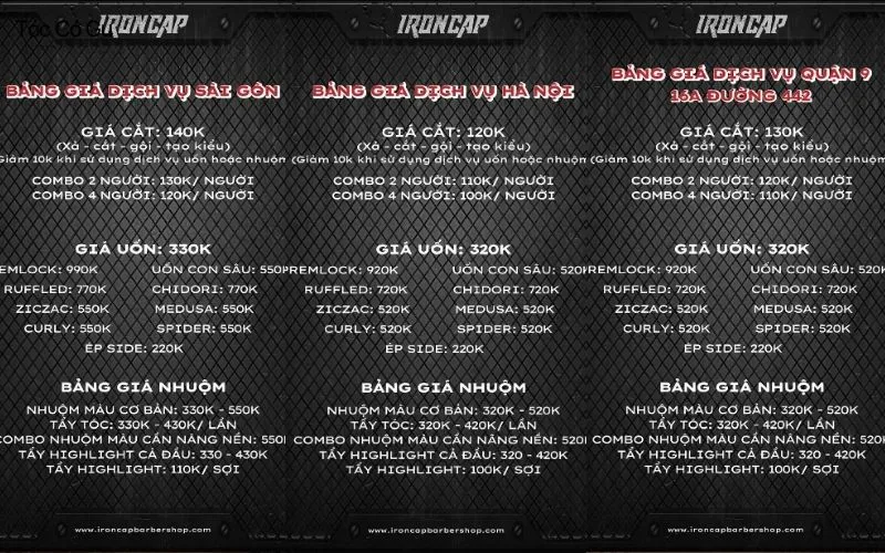 IronCap Barbershop: Điểm hẹn cho AE mê tóc chất - ngầu Bảng giá dịch vụ tại tiệm cắt tóc nam IronCap Barbershop