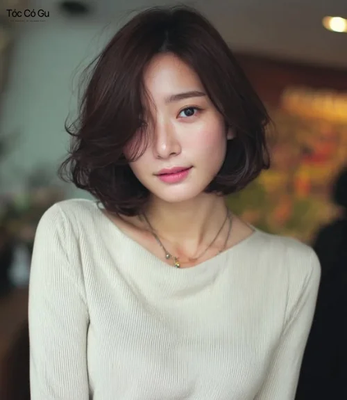 Kiểu tóc ngắn đi tiệc uốn cụp chữ C trẻ trung