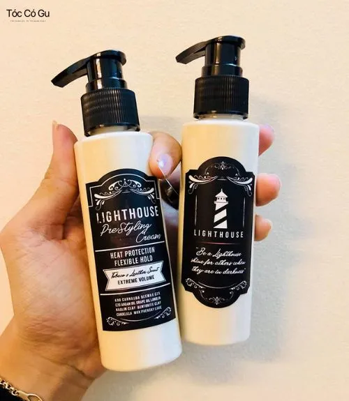 Hai chai kem Pre-styling Lighthouse hỗ trợ tạo form và bảo vệ nhiệt cho tóc