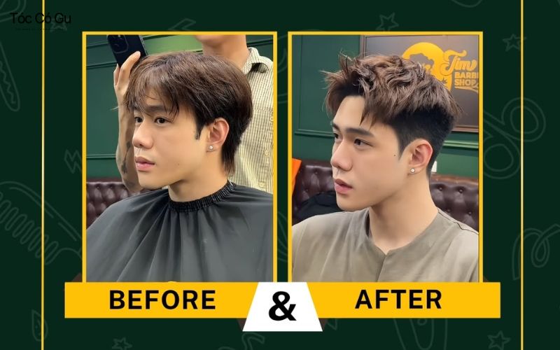 TIM Barbershop: Review chi tiết & bảng giá dịch vụ mới nhất Hình ảnh kết quả mái tóc của khách hàng nam trước và sau khi cắt