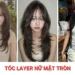 Tóc layer nữ mặt tròn ngang vai kết hợp mái bay trẻ trung